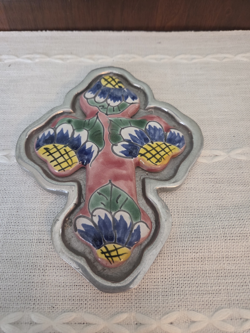 Talavera Ceramic/ Silver Cross Mexico